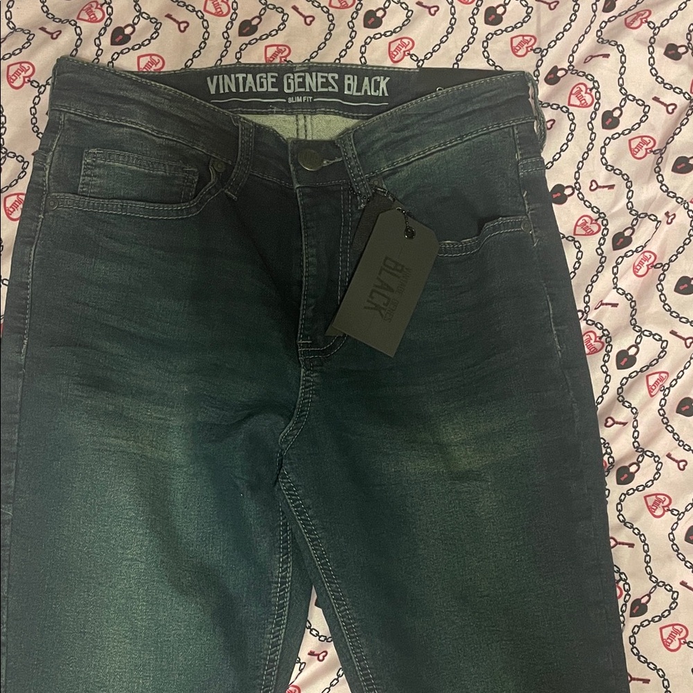 Vintage Genes Black Slim Men Jeans - Dark Blue